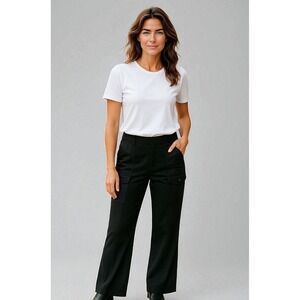 WHBM Black Pull On Knit Cargo Pants Comfort‎ Casual Athleisure Trousers Size XS